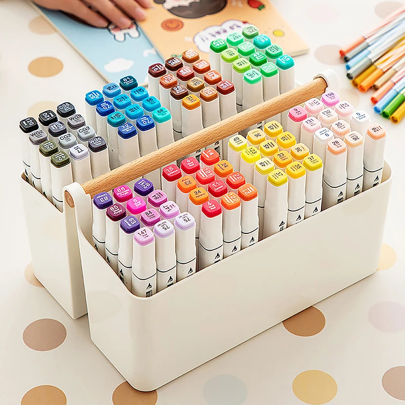 1pc Large Capacity Multifunctional Storage Holder School Office Portable Pen Holder Storage Box Desktop Sundries Storage Basket