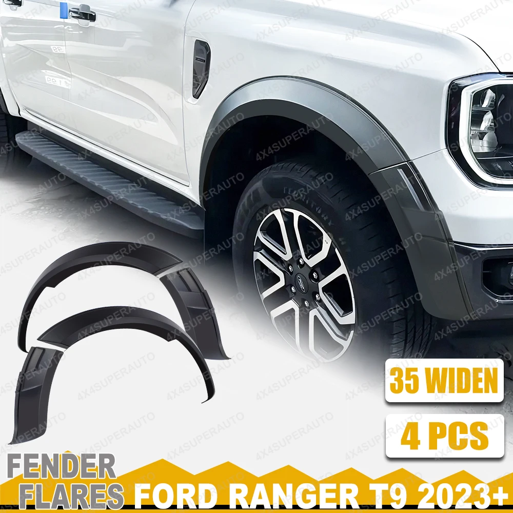 

4PCS Front Fender Flares Wheel Arch For Ford Ranger Next Gen T9 2023-2025 LIMITED SPORT 35MM WIDEN Mudguards Car Accessories