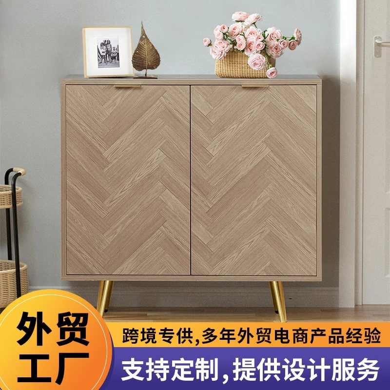 

Dining side cabinet Wooden storage cabinet Against the wall Household indoor large-capacity space-saving cabinet Door hall