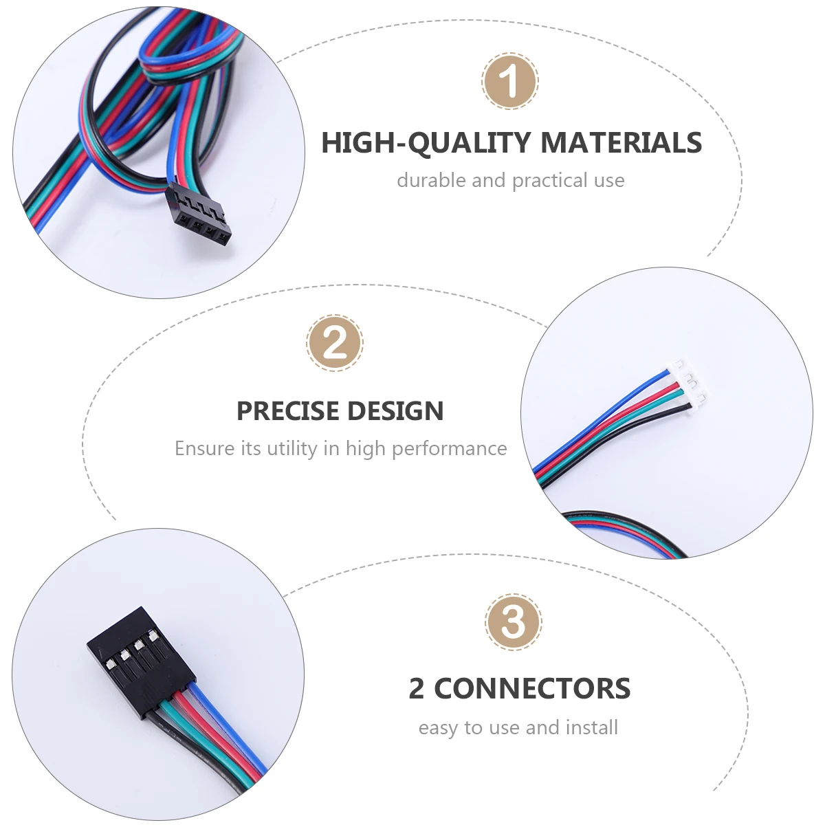 

1M Stepper Motor Cable 2 Connectors 3D Printer Parts Black Driver White Stepper Easy Copper Core Lightweight