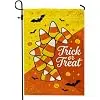 Candy Corn Garden Flag, Festive Fanciful Bats Pumpkins Halloween Orange Double Sided Burlap Decorative Outside Flags for Out cci