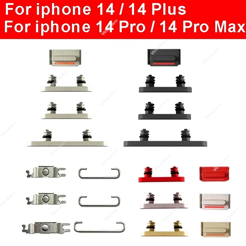 

1Set Power Mute Volume Button For iPhone 14 14 Plus 14 Pro Max Power Volume Mute Side Key+Bracket Iron Hook Small Metal