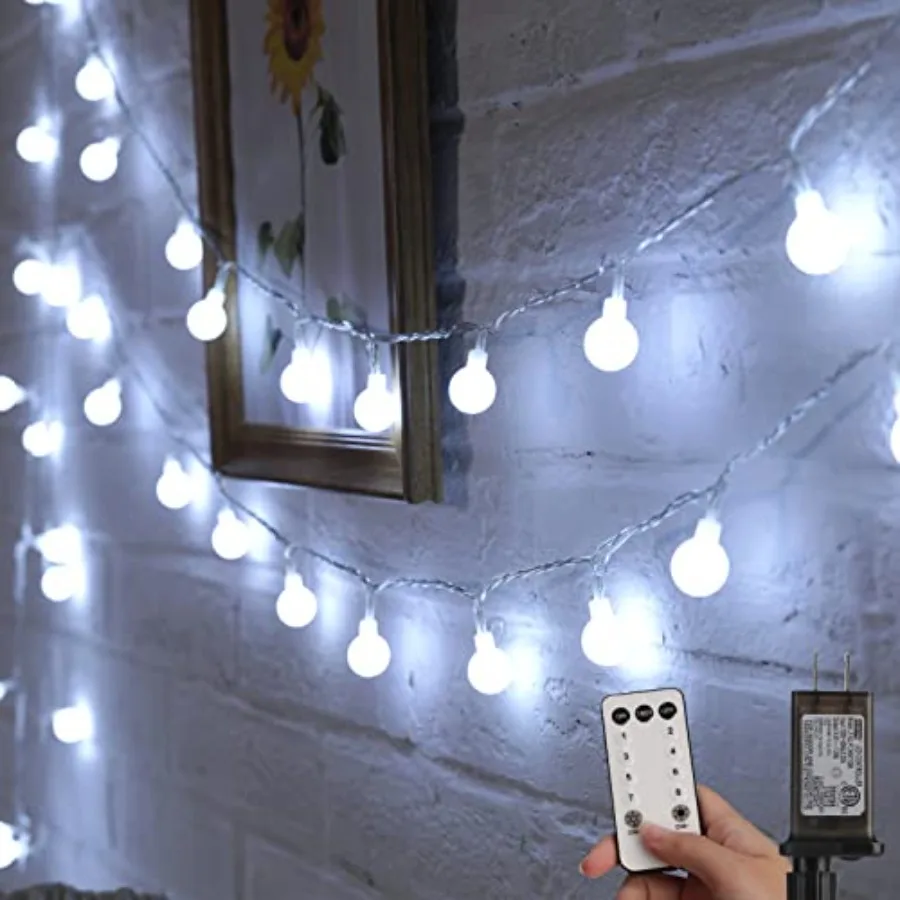 

Globe String Lights 66 Feet 200 Led Fairy Lights Plug in 8 Modes with Remote Mini Globe Lights for Indoor Outdoor Bedroom Party