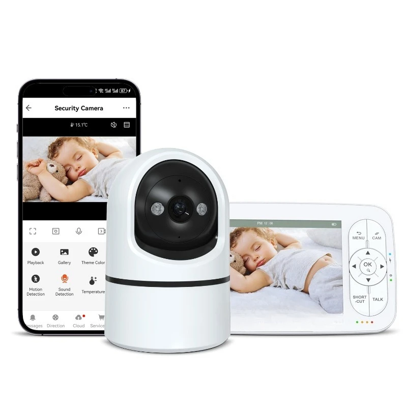 Household 5-inch monitor two-way intercom infrared night vision baby monitoring camera
