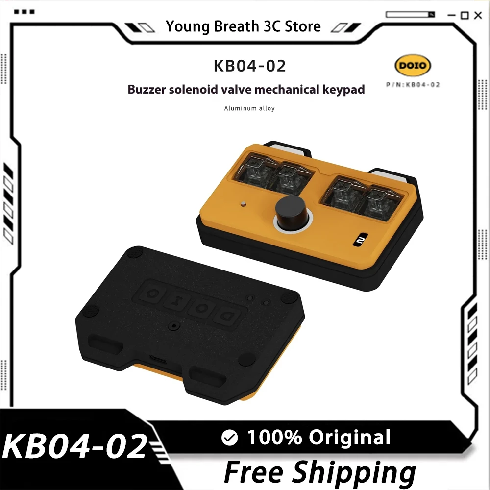 

DOIO KB04-02 Mini Keyboard VIA QMK Buzzer Solenoid Valve Multifunctional Knob Hot Swap Aluminium Alloy Mechanical Keyboard Gifts