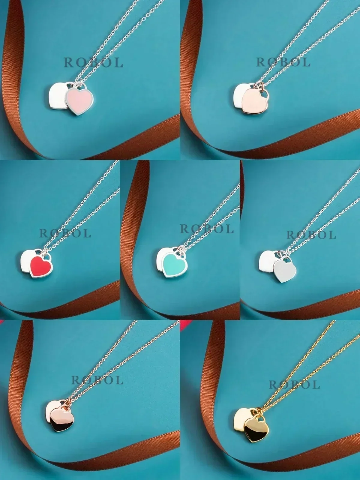 

S925 Любовь двойное сердце кулон ожерелье женский простой темперамент элегантный дизайн женский подарок