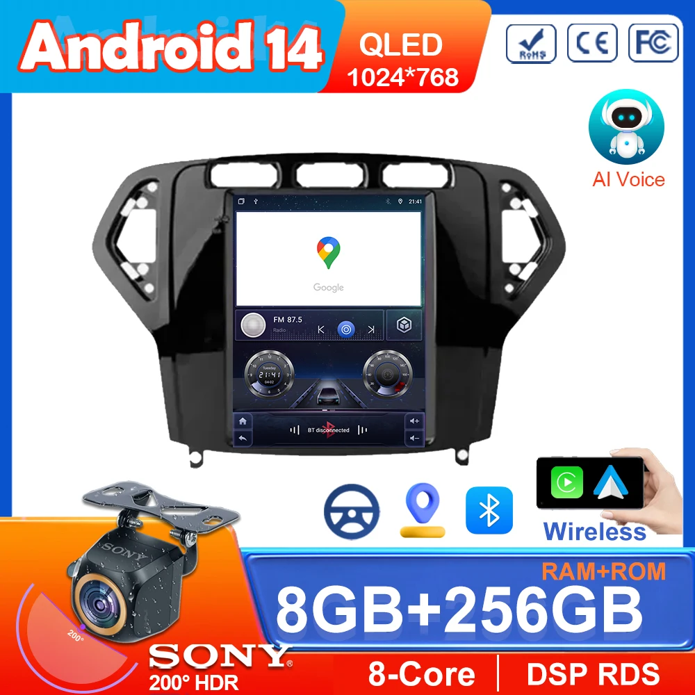 

9.7 inch 2 Din For Ford Mondeo 2007-2010 Car Radio Stereo Multimedia Video Player GPS Navigation DVD 5G Wifi BT Wireless Carplay