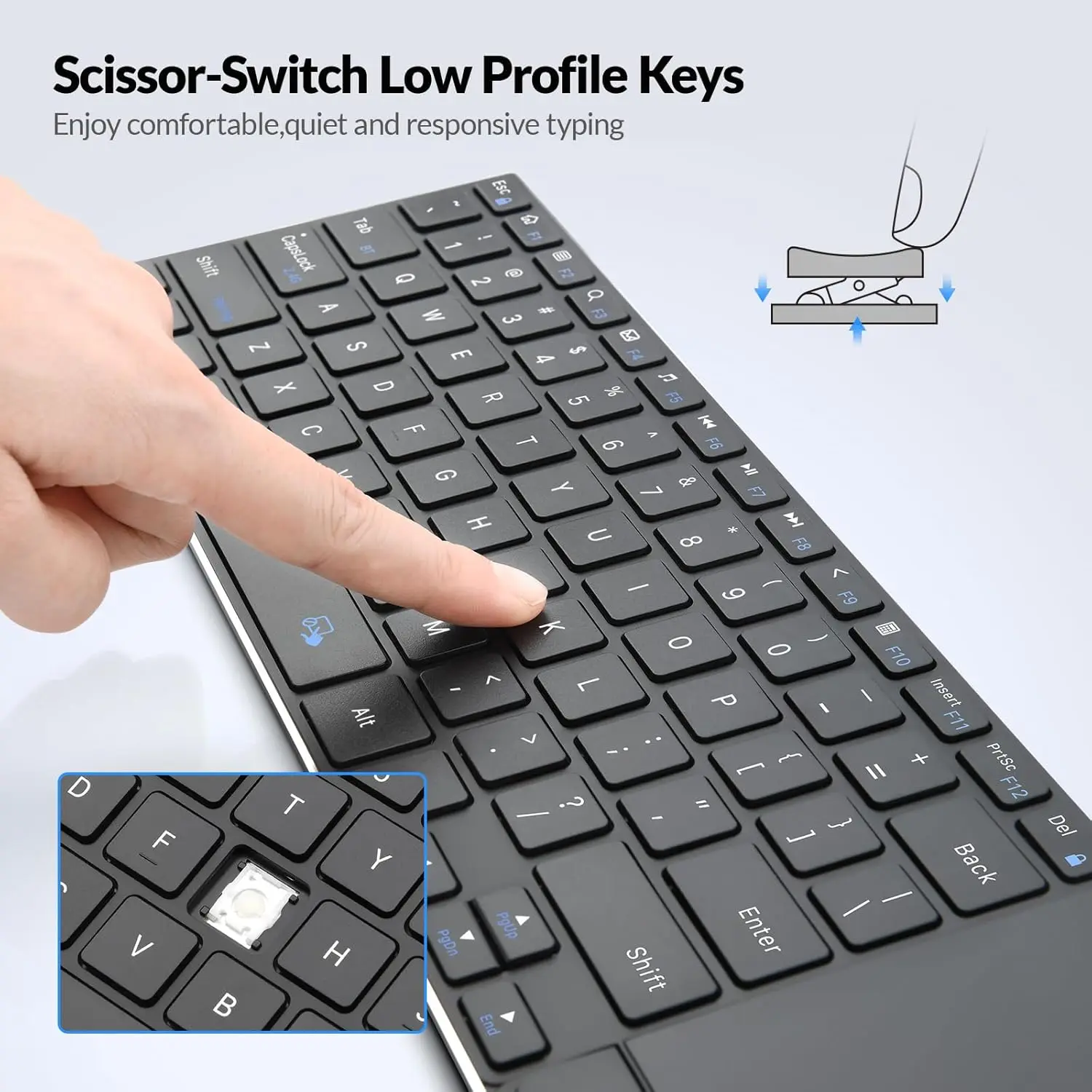 Rii Wireless K22S Bluetooth Keyboard Rechargeable Mini Keyboard with Multi-Touch Touchpad,Compatible PC, Mac, Laptop, Windows
