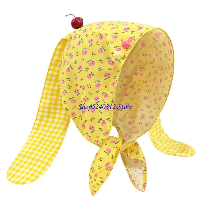 634C قابل للتعديل آذان أرنب الشعر باندانا غطاء الرأس قبعة قطنية ناعمة للفتيات النساء