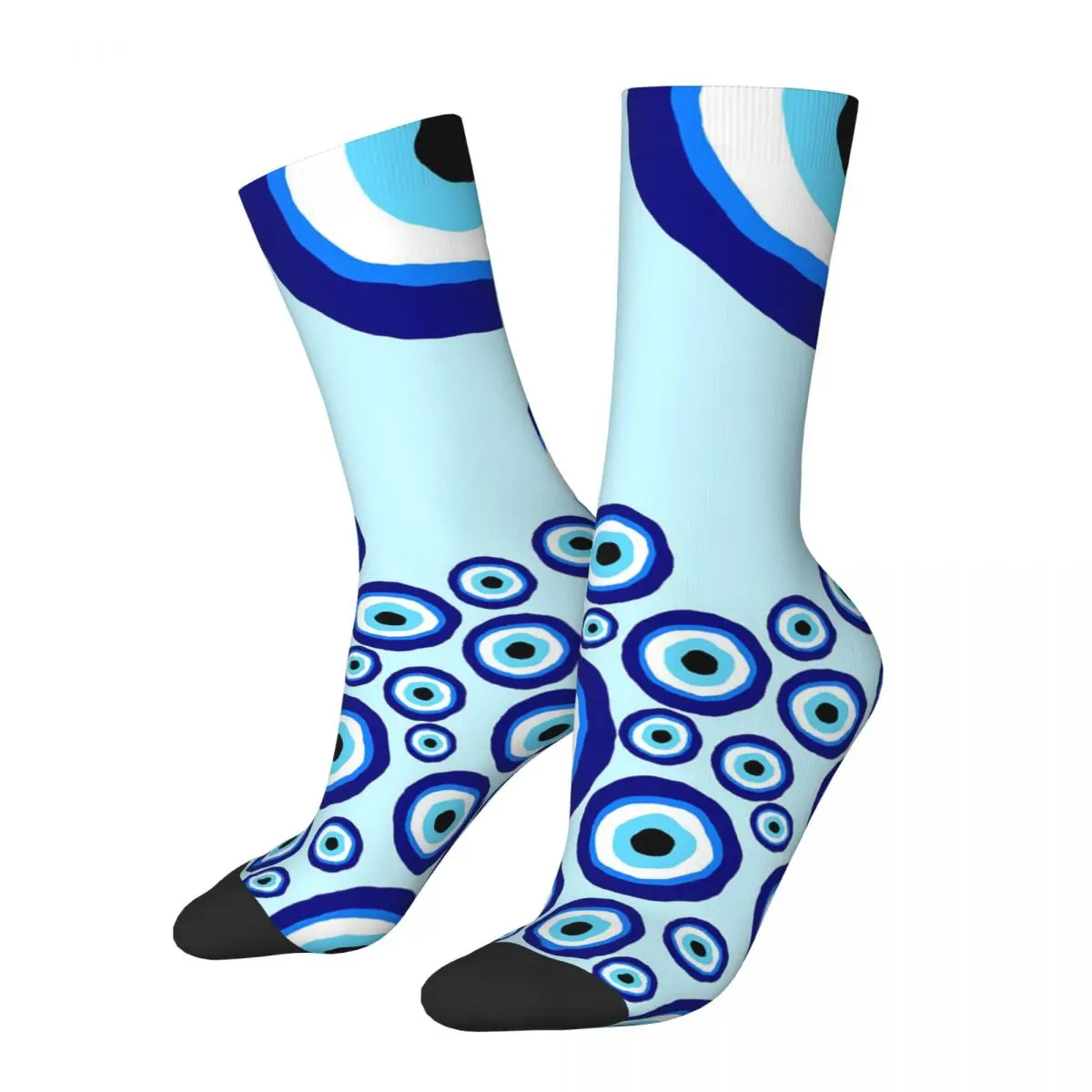 Winter Warm Funny Men's Women's Evil Eye Pattern Socks Greek Amulet Nazar Lucky Charm Non-slip Basketball Socks