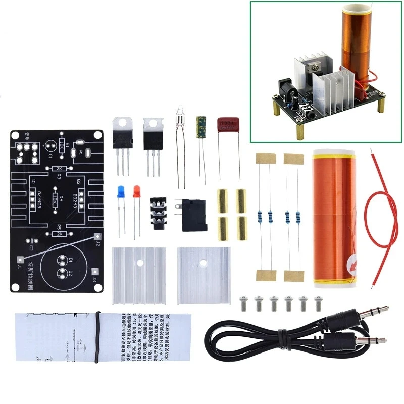 Black board Tesla coil kit for air-to-air arc transmission DIY component electronic production kit for air-to-air lighting