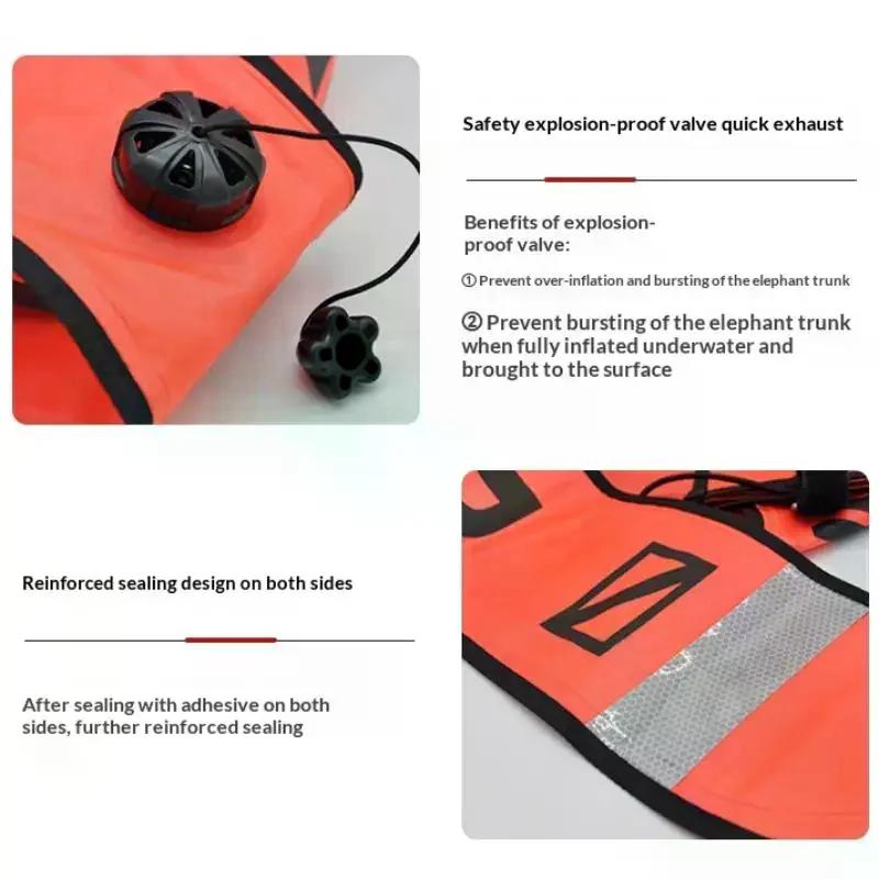 Diving SMB 1.2M 1.5M 1.8M Buoy Fluorescent Orange Visibility Safety Inflatable Scubas Diving SMB Surface Signal Marker Buoy