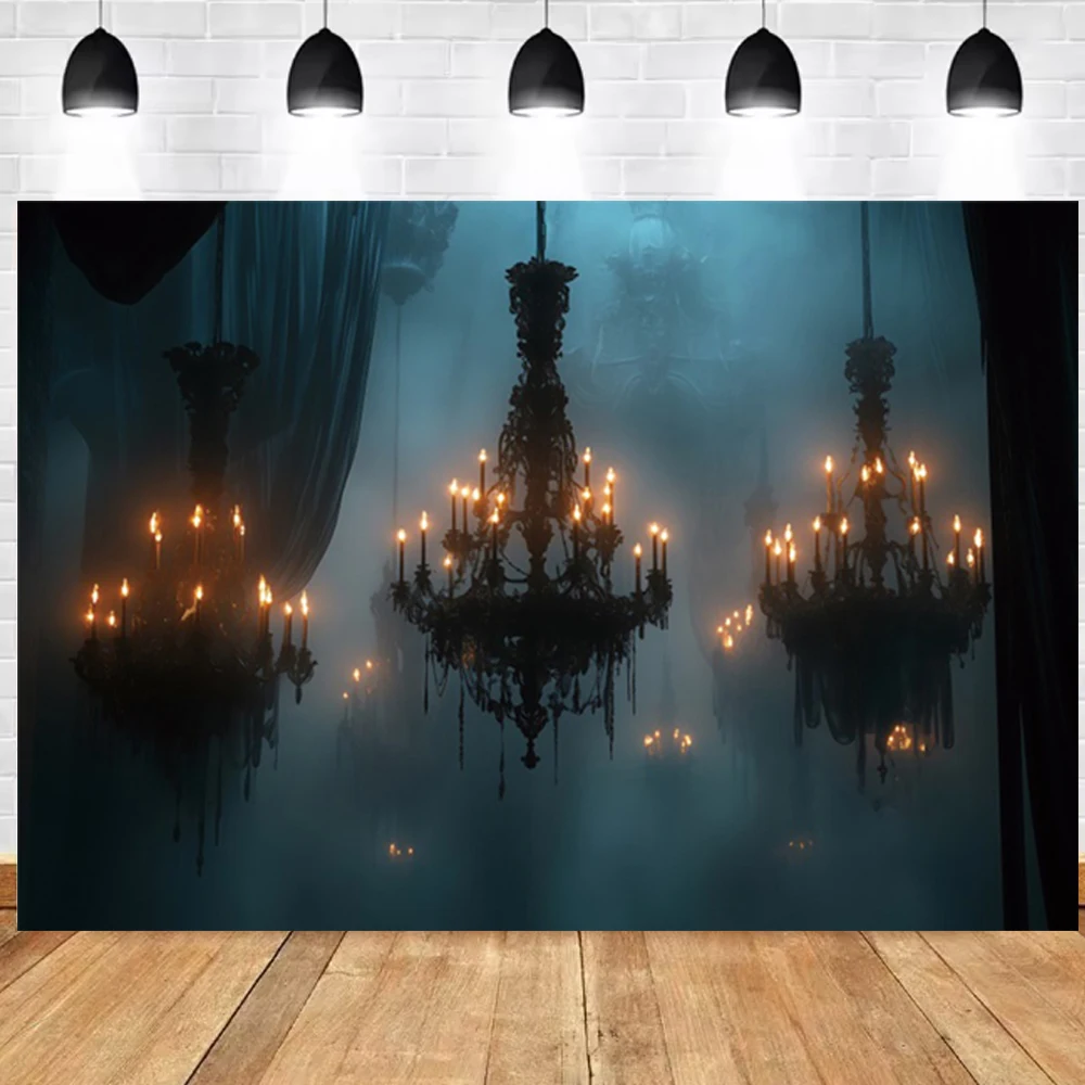 Halloween Photography Backdrops Retro Medieval Gothic Castle Room Candlestick Kids Family Portrait Decor Photo Background Studio