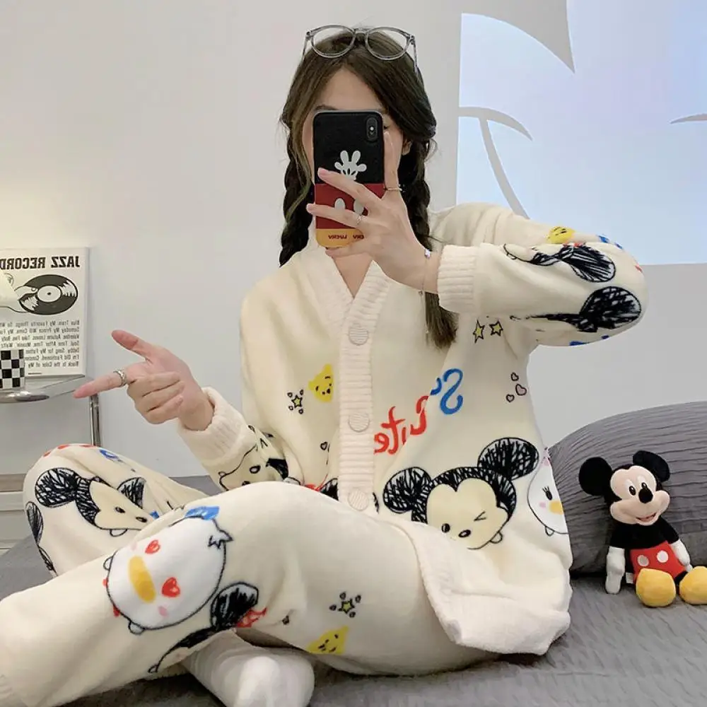 Kawaii Pochacco Inverno Addensare Vestiti Per La Casa Hello Kitty Anime Donne Caldo Pigiama di Peluche Set Carino Autunno Ragazze Cartoon Top Pantaloni