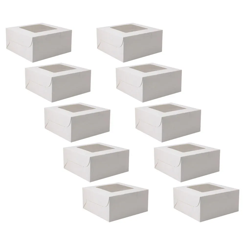 

10Pcs Paper Cake Box Carrier with Clear Window Lid Lightweight Portable Cake Storage Container for Party Dessert Display