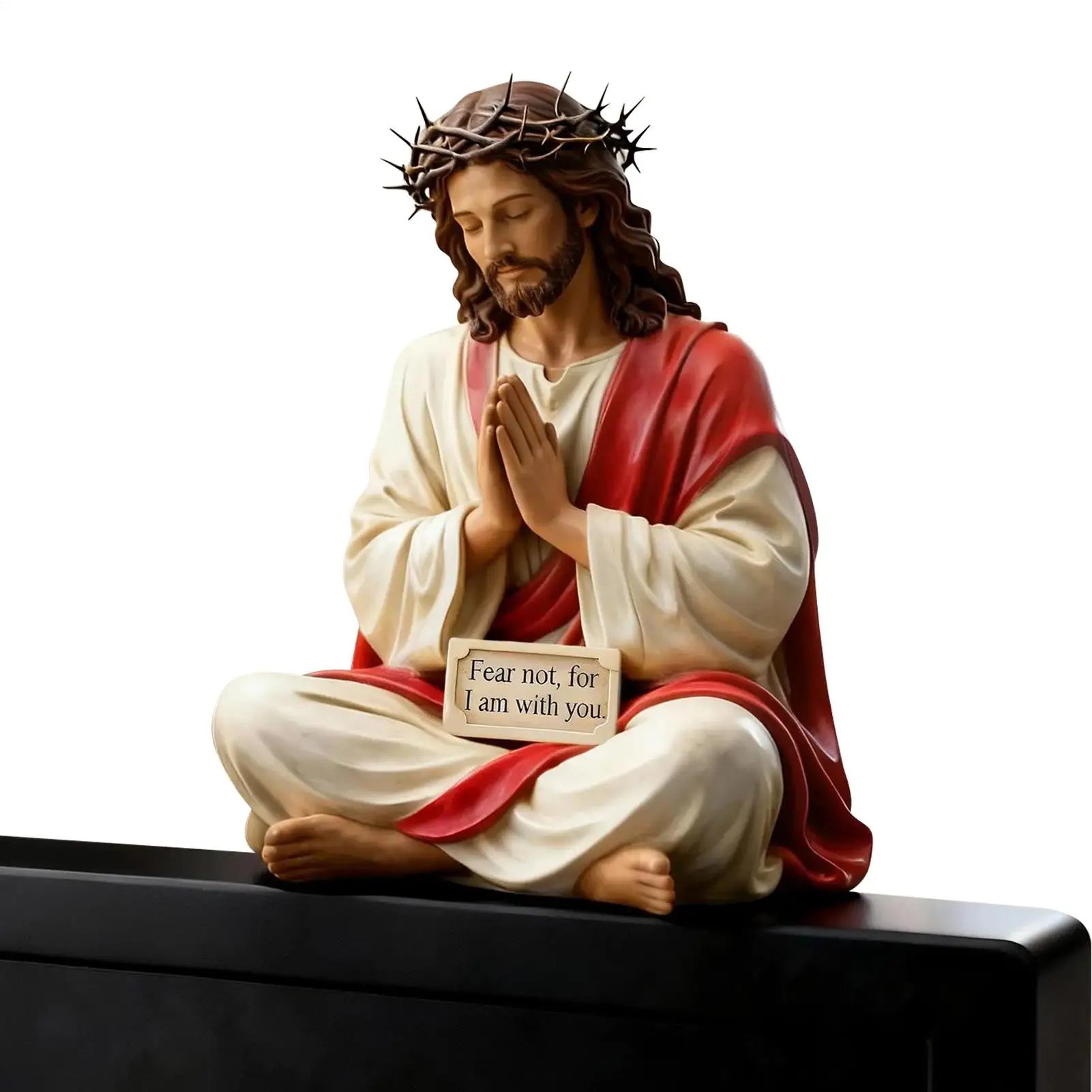 Hand Painted Jesus Figures Religious Resin Sculpture fear not, for I am with you Jesus Resin Desk Companion Figurine