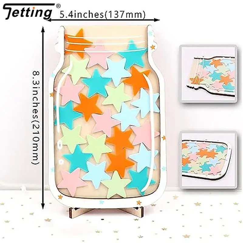 1pc Star Reward Jar Children Reward System Wood Board Colorful Ornament Motivational Reward Jar Incentive Jar Home Bedroom Decor