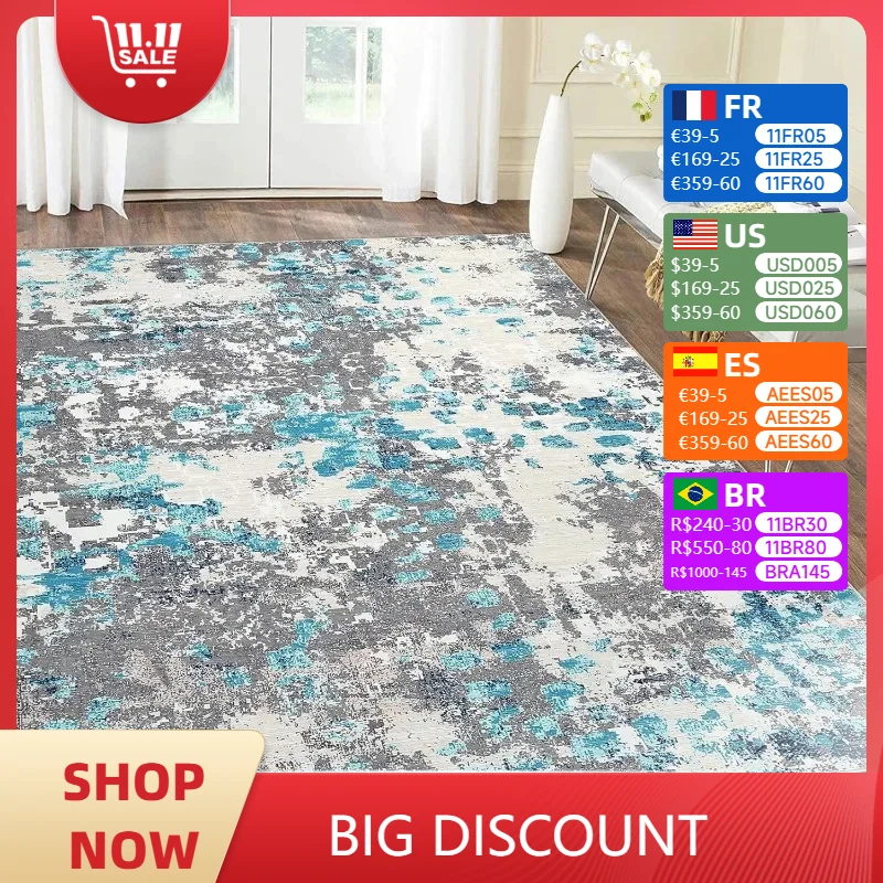 Living Room Carpet Colorful Light Luxury Ink-splashed Bedroom Bedside Rug Home Machine Washable Foldable Nordic Mats Ковер 양탄자