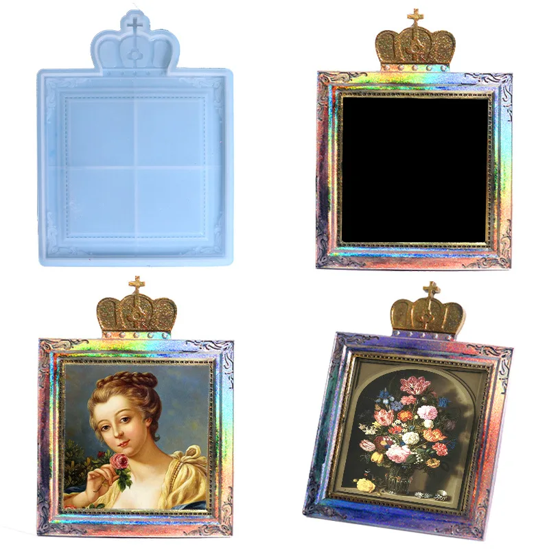 

Vintage European Crown Photo Frame Silicone Mold DIY Photo Stand Epoxy Resin Mold for Wall Decoration Desktop Ornaments Tools