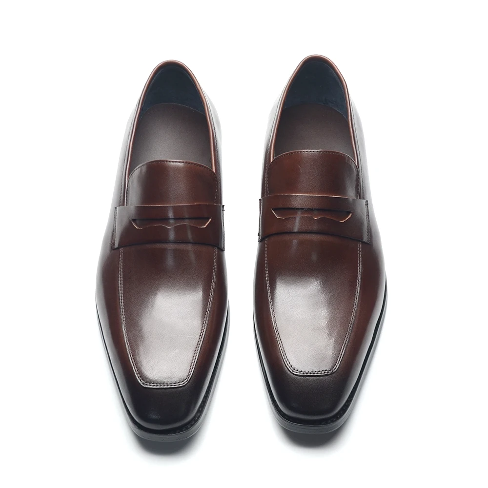 Luxury Men\'s Penny Loafers Genuine Cow Leather High Quality Mens Dress Shoes Brown Black Moccasins Wedding Business Shoes Man