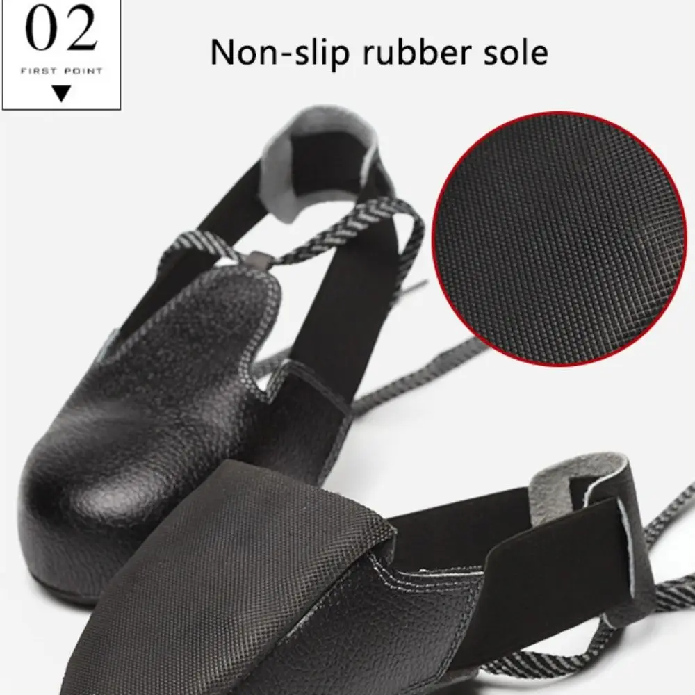 Многоцелевые противоскользящие чехлы для обуви со стальным носком, универсальные нескользящие чехлы с носком, черные защитные ботинки из воловьей кожи унисекс
