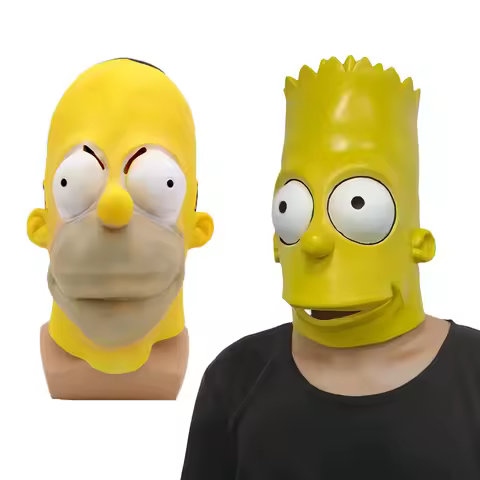 Funny The Simpsons Mask Homer Bart Jay Simpson Cartoon Creative Cosplay Latex Helmet Halloween Party Costume Props