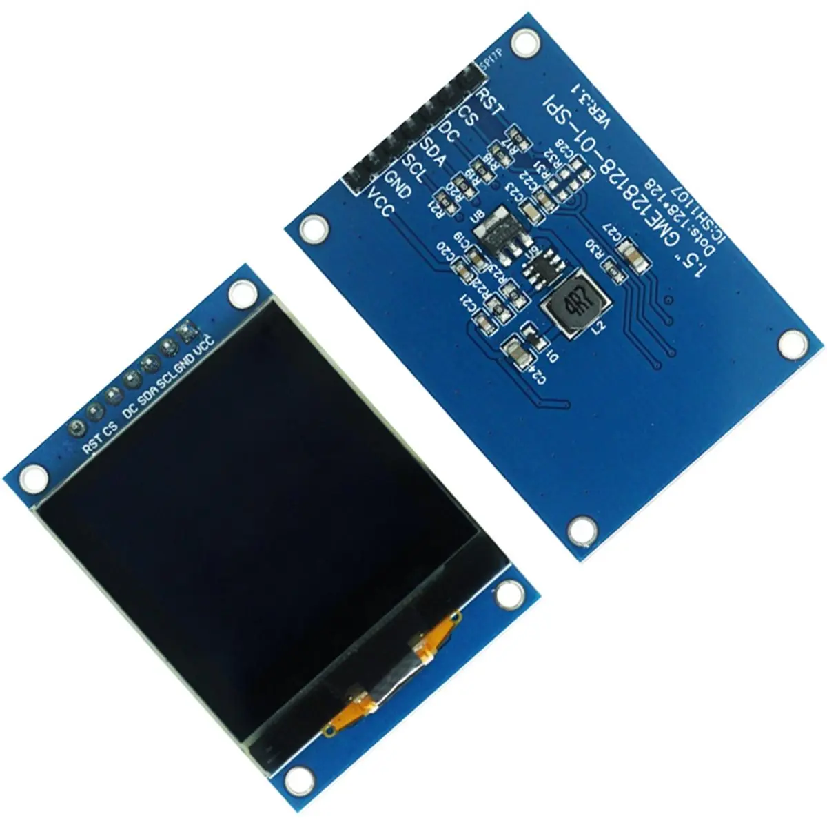 ~!Newest DTD8981.5-Inch OLED LCD Screen SH1107, Small 128x128 Display Module, 7-Pin Monochrome SPI Screen