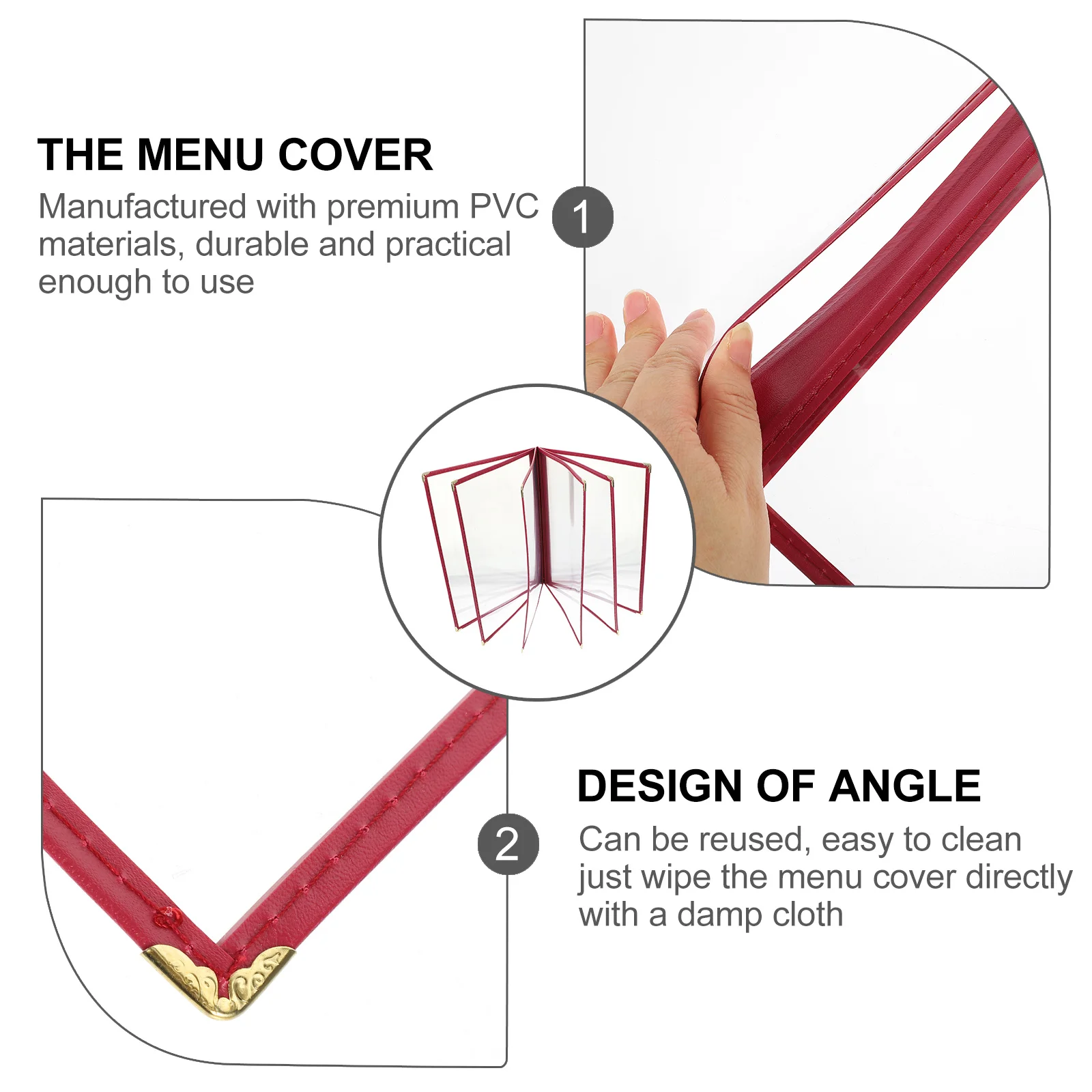 

PVC Menu Cover Durable Transparent Price List Paper Insert Holder Water Oil Resistant Long Lasting Reusable Easy Clean