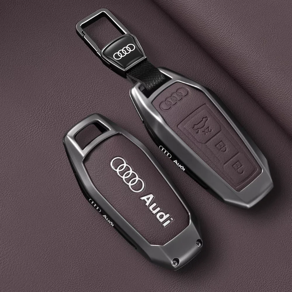 

Metal leather key case bag For Audi A5 A5L Q6 Q6L new 2025 series Special car remote control protective case