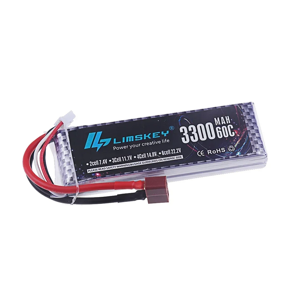 7.4v 11.1V 14.8v 22.2v Lipo 2s 3s 4s 6s Battery 3300mAh 60C RC Battery with T XT60 Plug For Plane Drones RC Helicopter Boats
