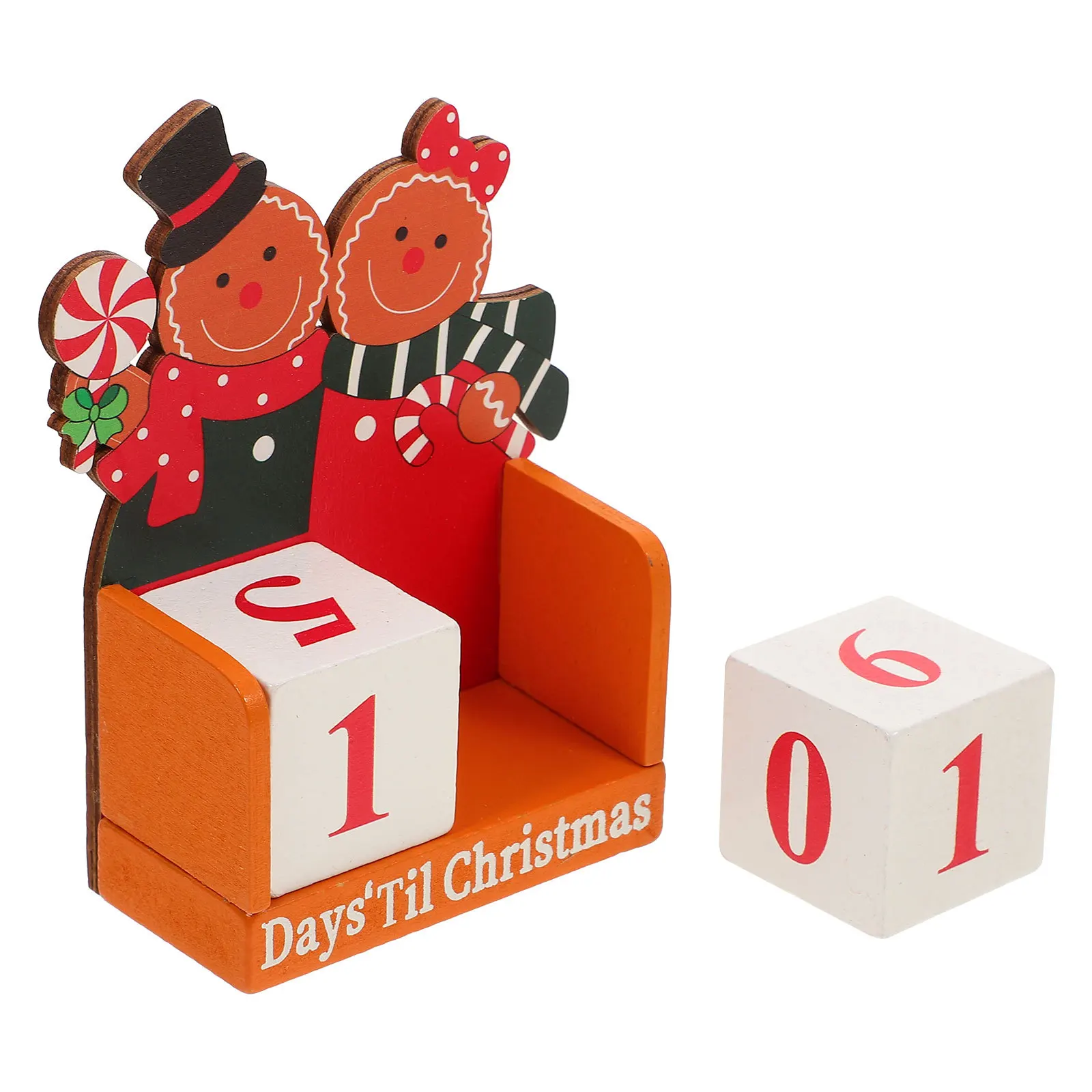 

Couples Gingerbread Man Wooden Christmas Blocks Calendar Tabletop Desk Decor Xmas Decoration Holiday Party Supplies