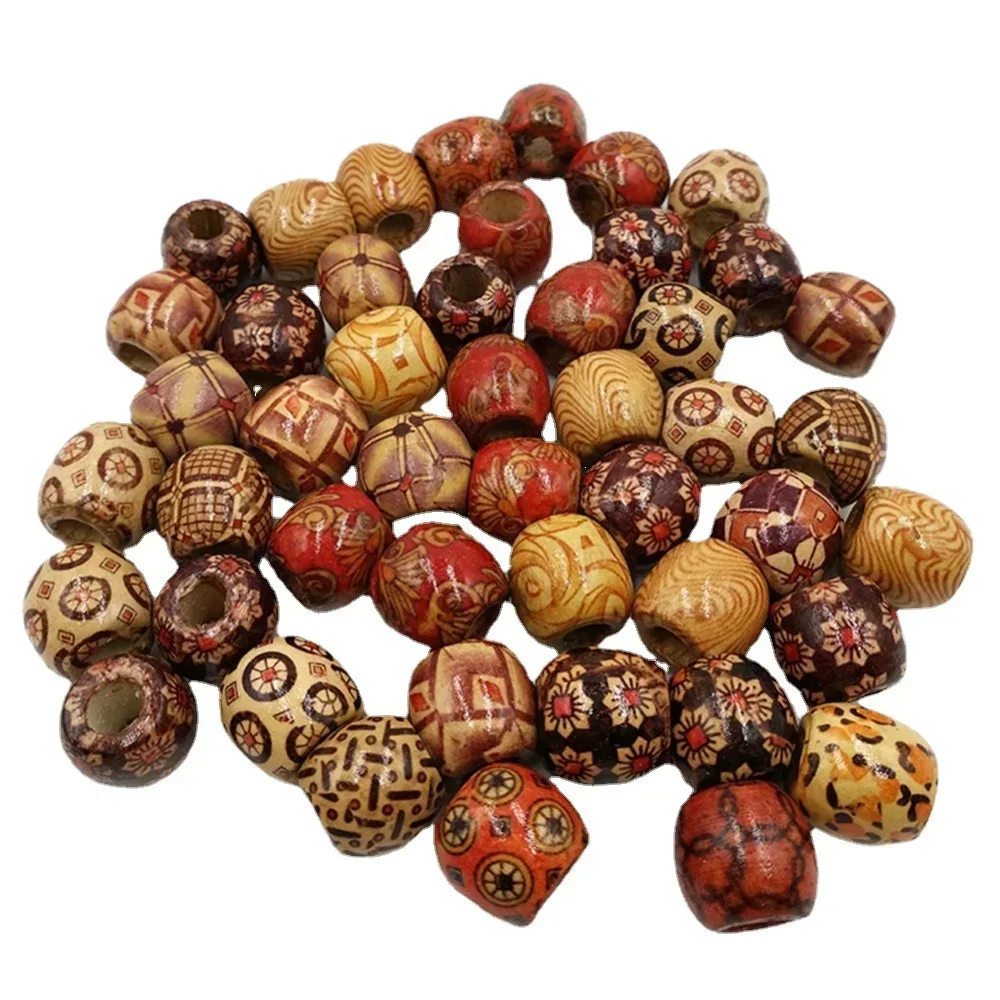 100pcs 10mm/17mm Printed Wooden Beads