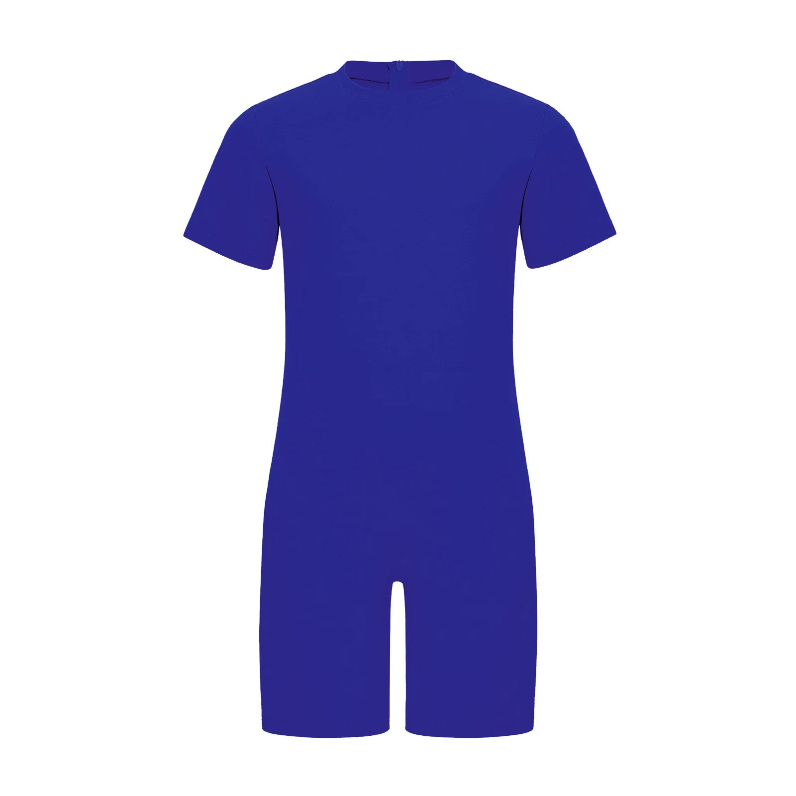 

Kids Unisex Special Needs Adaptive Clothing Short Sleeve Back Invisible Zipper Solid Color Gymnastics Ballet Jumpsuit Bodysuit