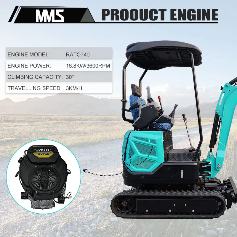 USA Stock MS18 Minibagger 1,8 Tonnen Raupenbagger Hydraulische Pilotsteuerung Schwenkausleger GASbagger Tür zu Tür Versand