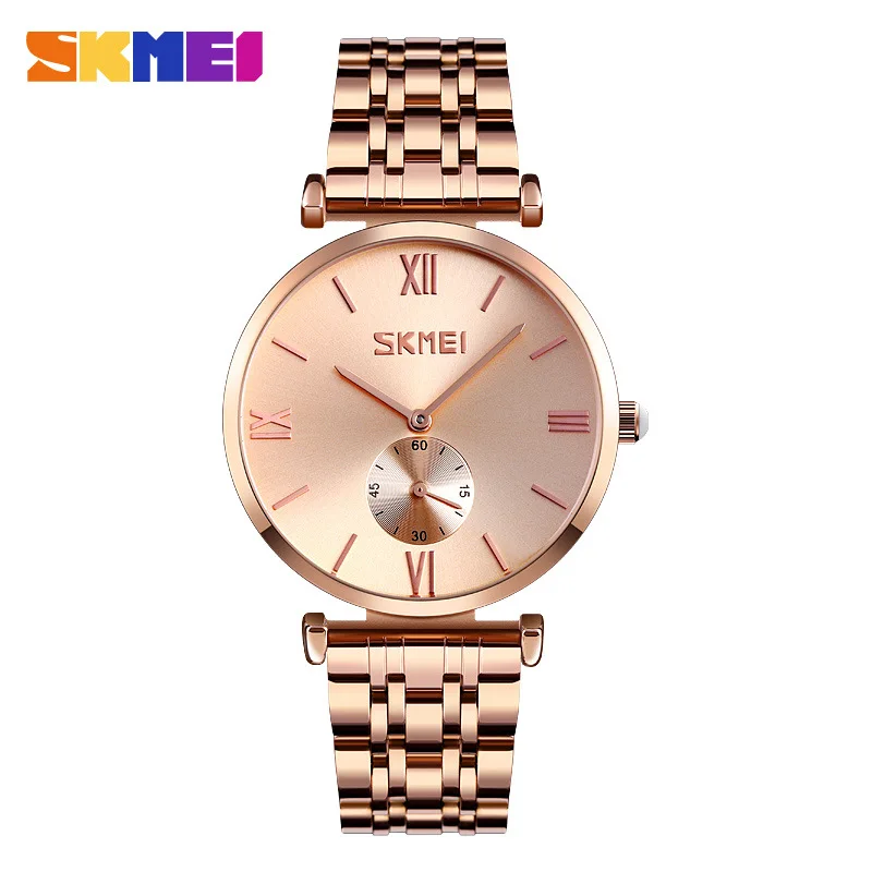 Skmei Fashion Elegant Two-Pin Half Couple Quartz Watch Thin Dial All-Match Steel Belt Business Watch