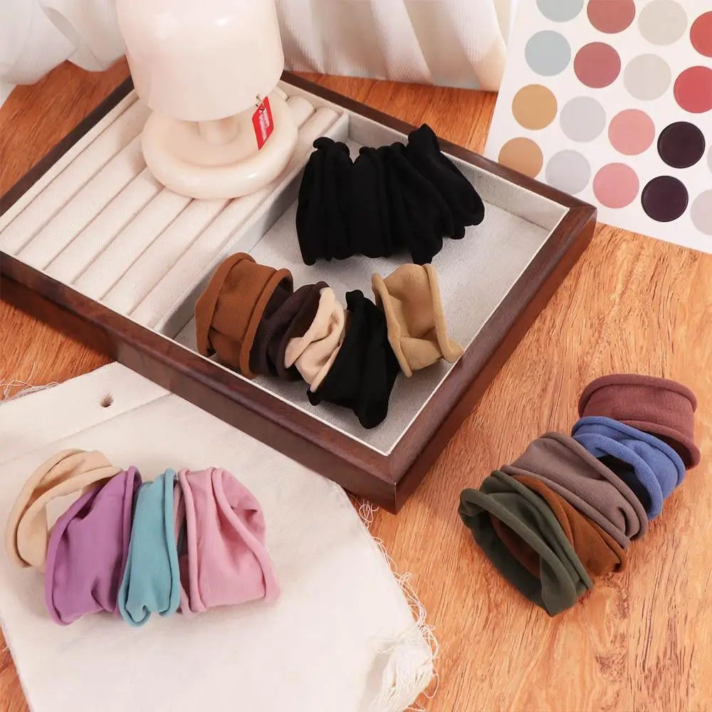 Lot de 5 élastiques à cheveux en tissu éponge, couleur unie, larges, épaissis, sans couture, très élastiques, accessoires pour cheveux pour femmes