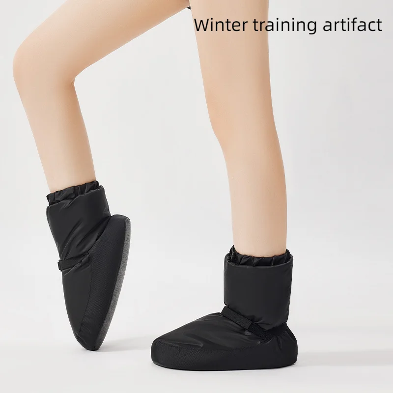 Botas cálidas de Ballet para mujer, zapatos de entrenamiento de algodón de suela suave, felpa profesional para niños, zapatos cálidos de baile de invierno engrosados