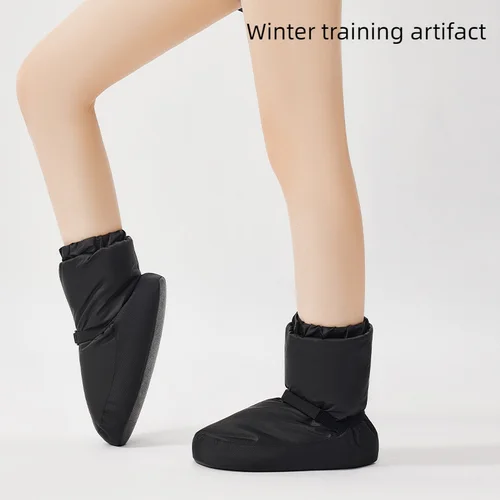 Imagen 2 del producto Botas cálidas de Ballet para mujer, zapatos de entrenamiento de algodón de suela suave, felpa profesional para niños, zapatos cálidos de baile de invierno engrosados