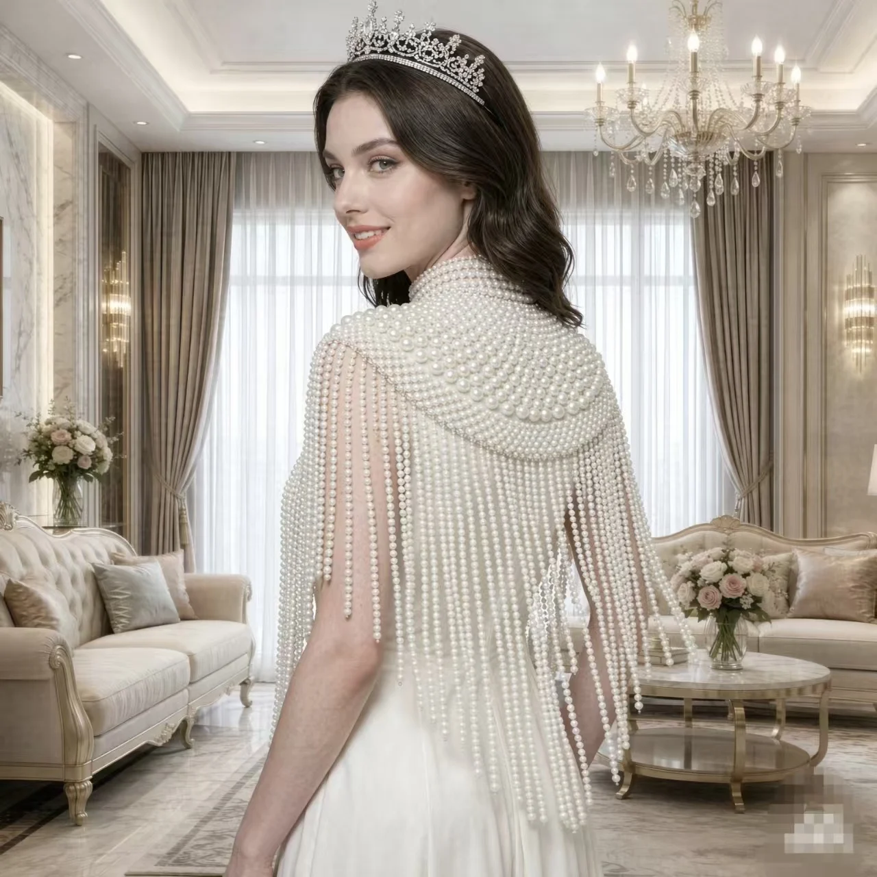 Body jewelry imitation Pearl handmade sexy bra chain bride accessories outside the cheongsam dress accessories tassel shawl.