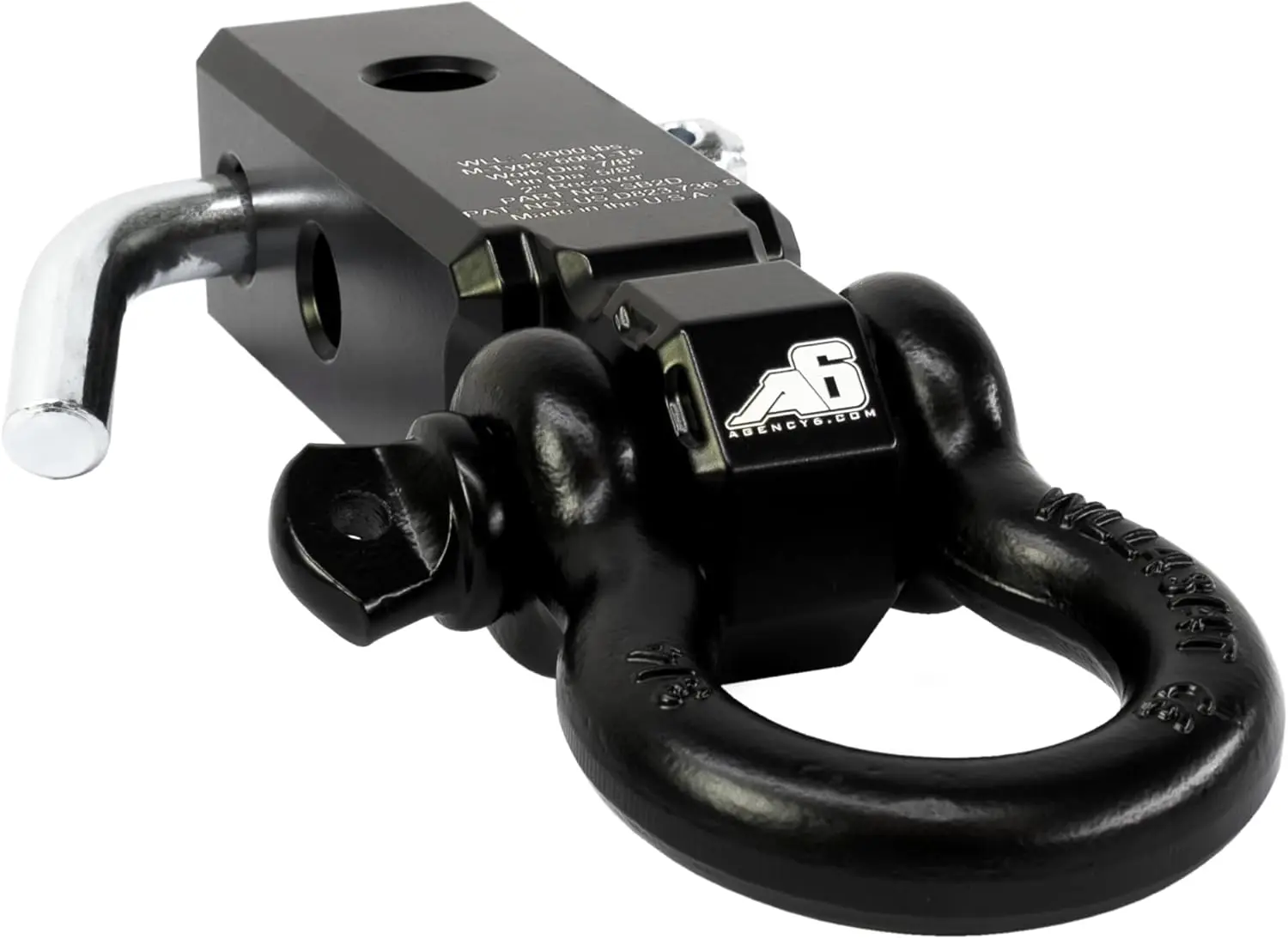

Shackle Block Assembly 2 INCH Double Hole Black Powder Coat - Hitch Receiver Block - USA Made, Includes Pin & D-Ring