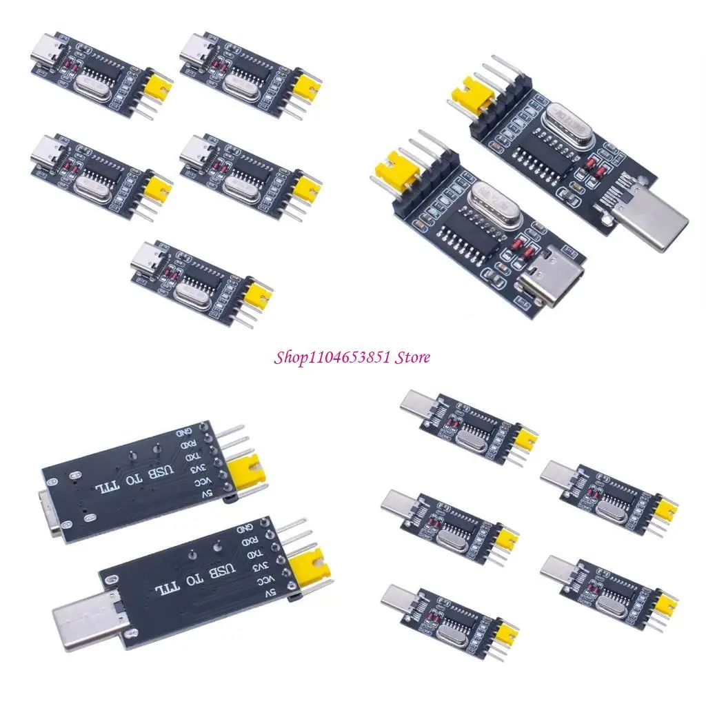 5Pcs USB To Converters Module CH340G 3.3V 5V Switcher USB C to Serial Port Module Converters for PC Desktop