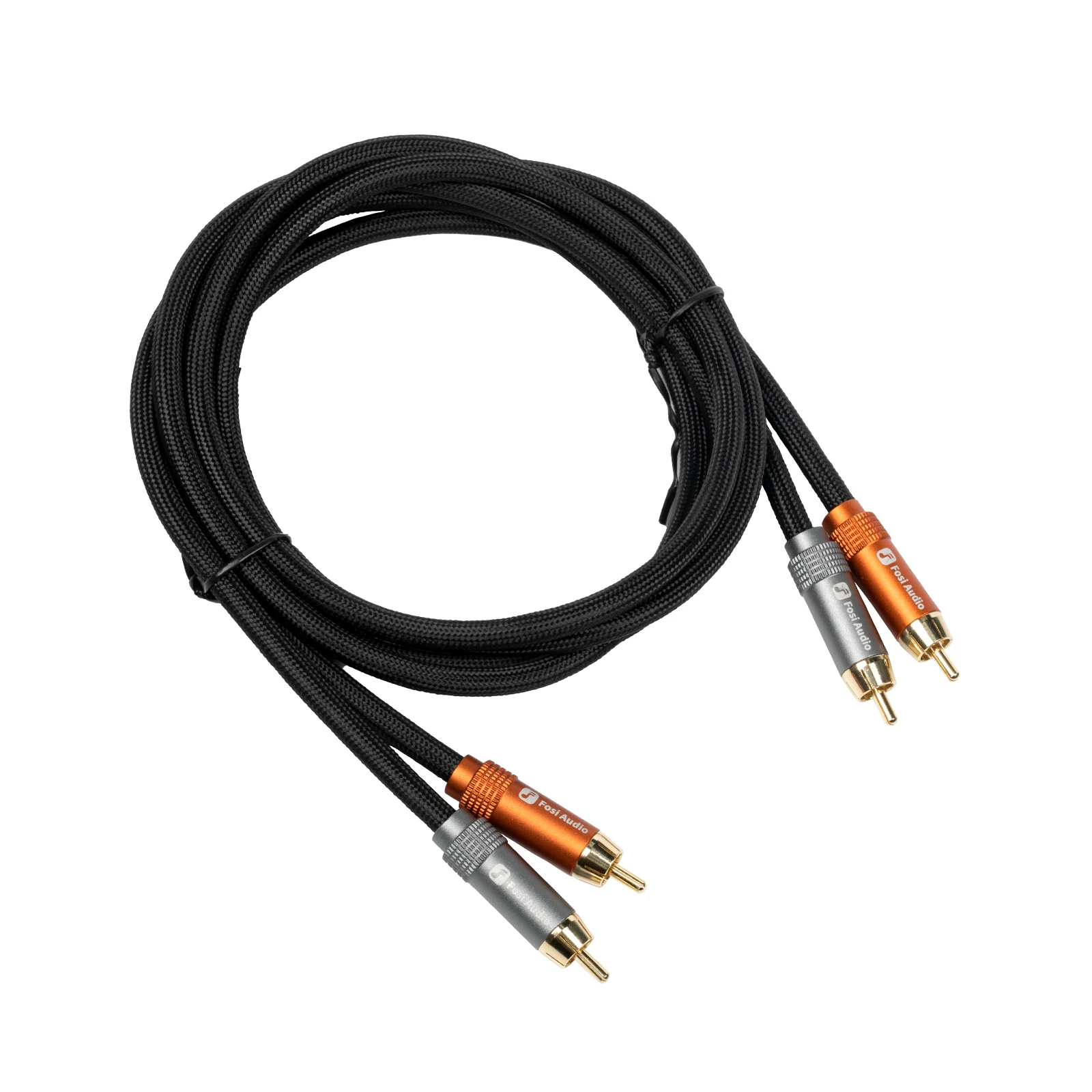 Fosi Audio merk nylon gevlochten hifi-luidsprekerkabeldraad met vergulde bananentipstekkers - 1,8 m * 2/0,3 m * 2
