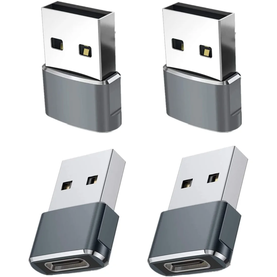 Confezione da 4 adattatori USB C femmina a USB maschio, cavo caricabatterie tipo C convertitore di alimentazione per iPhone 12 13 Pro Max per Samsung, grigio