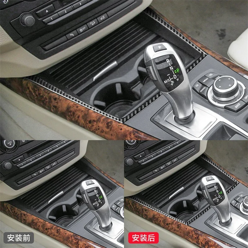 

FOR BMW Old X5 X6 E70 E71 Modifying the interior Carbon fiber pattern Cup holder accent sound frame Automotive Interior