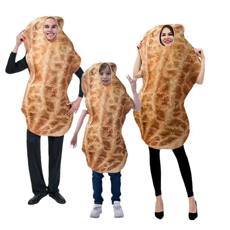 

Funny Peanut Costume Carnival Disguise Wear Food Snacks brown Top Costume Party Clothes Adult kids Stage Performance Outfit