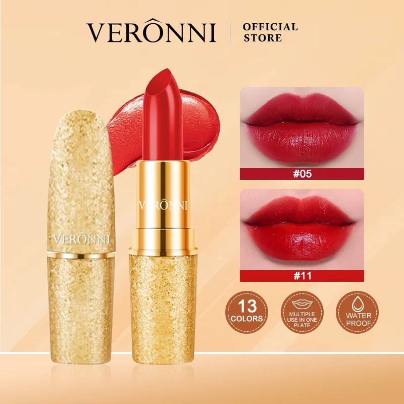 Snowflake Bullet Lipstick – Golden Snow-Embossed Case,Smooth One-Swipe Application,Moisturizing & Long-Lasting, Matte Finish