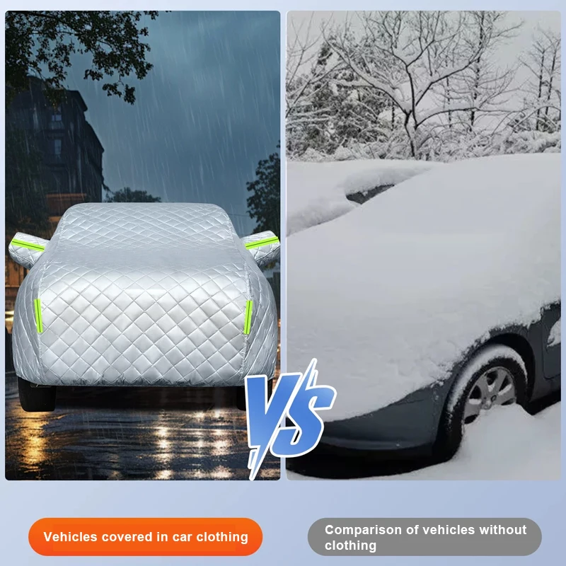 Vollständig umschließende Autoabdeckung, Allwetter-Schutzhülle für den Außenbereich, schneesicher, hagelsicher, universell passend für Limousinen und SUVs – Detail 4