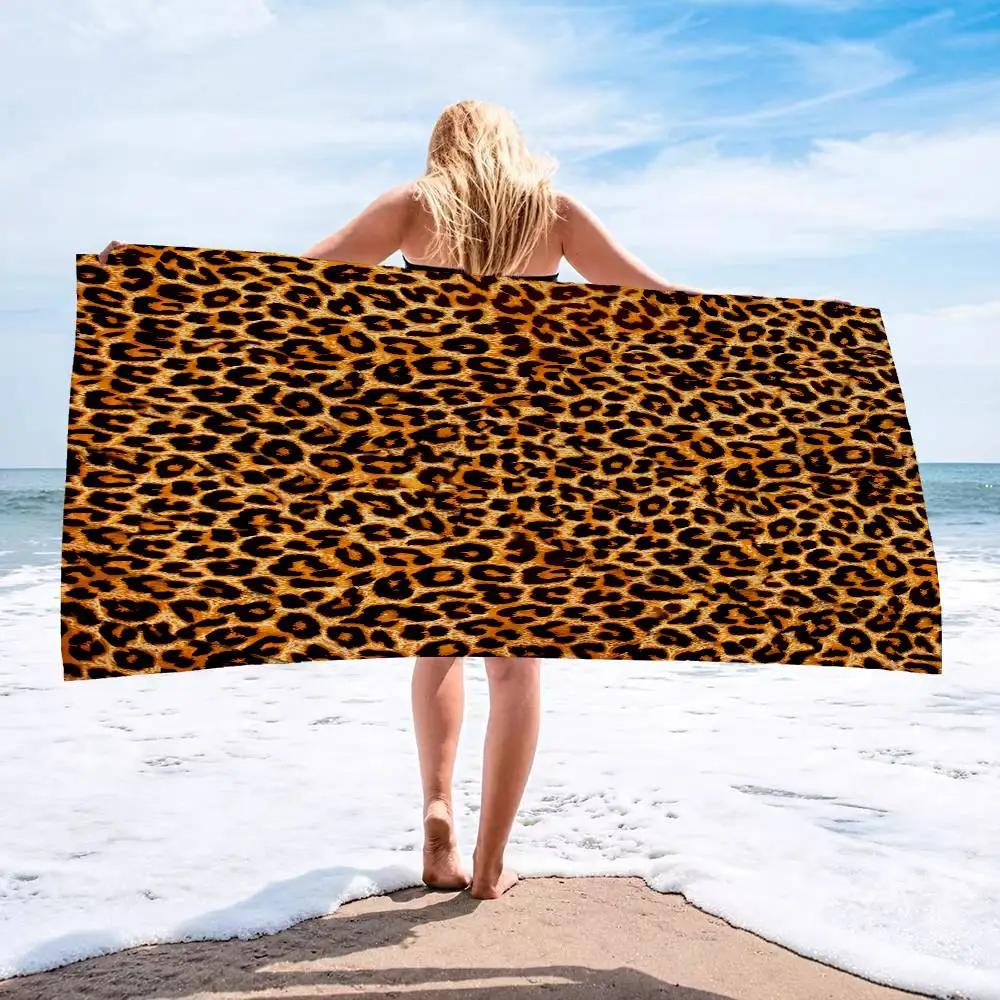 Leopard Pattern Big Microfiber Beach Towels Quick Dry Towel Sand Beach Towels Pool Towel for Travel Swim Pool Yoga