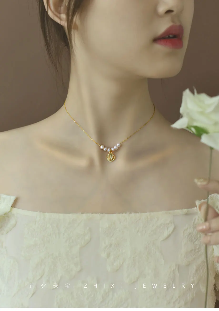 natural freshwater pearl necklace pendant Fine Jewelry Original Design luxury gift for Women