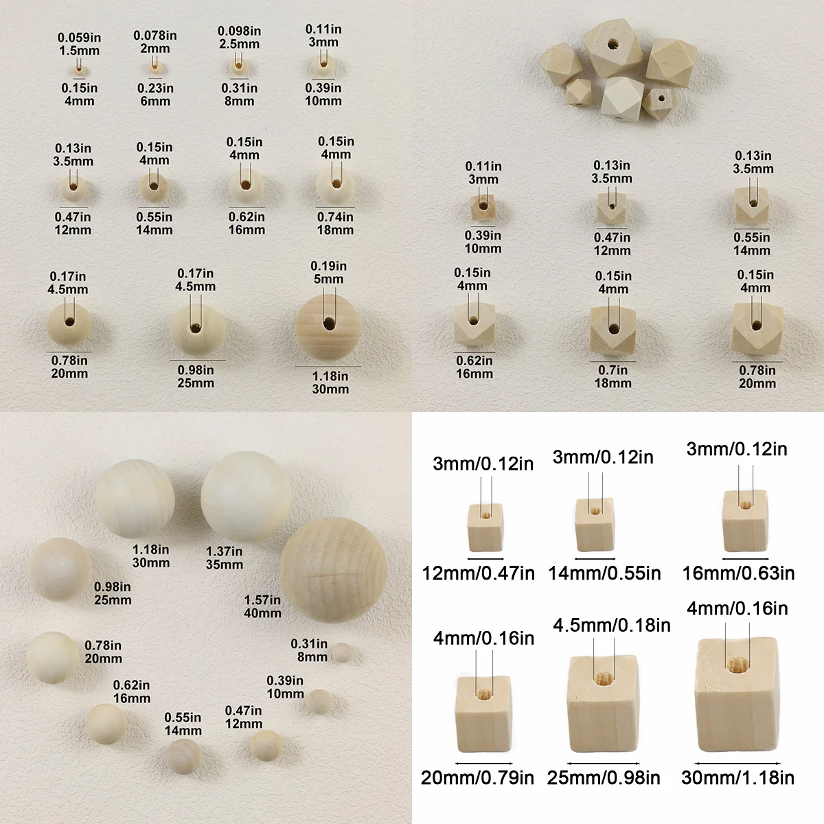 4-40mm 1-300pcs Various Styles of Wooden Beads in Beige Spacer Loose Beads For Jewelry Bracelets Necklace Making DIY Accessorie